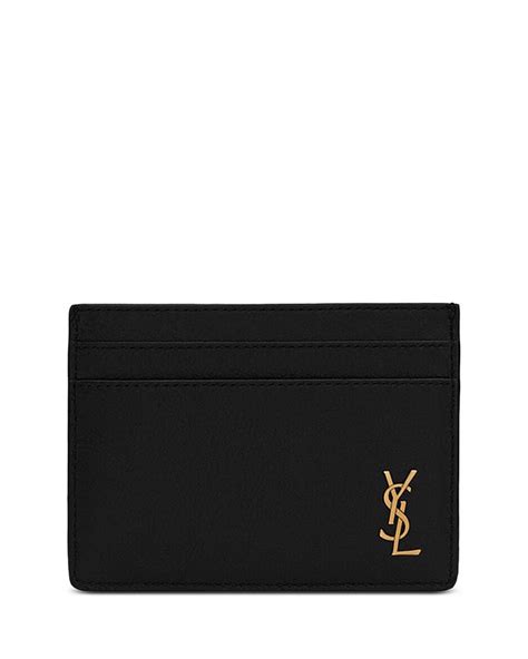 Saint Laurent Tiny Cassandre Card Case In Grained Leather.